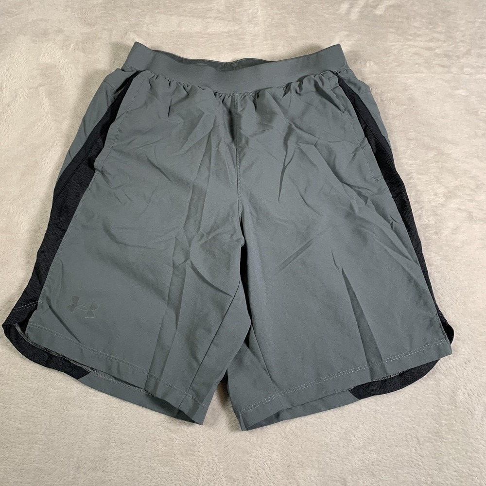 Under Armour Shorts Mens Medium Gray‎ Black HeatGear Fitted Athletic Training